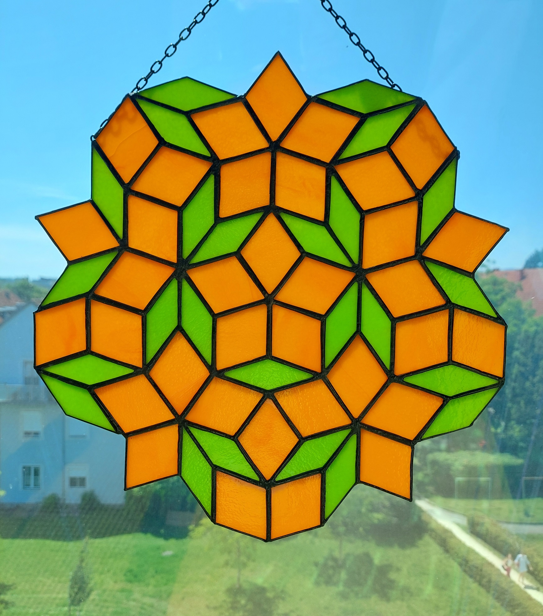 Penrose P3 tiling made of Tiffany glass